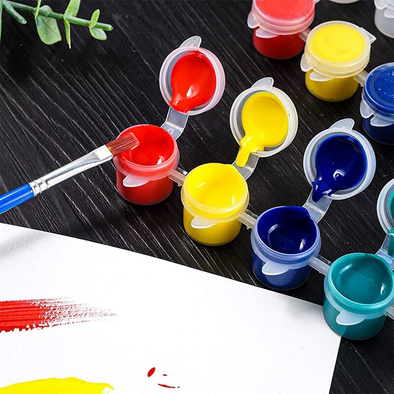 Pots de peinture vides, Mini récipients de stockage transparents et 20 pinceaux, artisanat de peinture, 20 bandes, 120 pièces