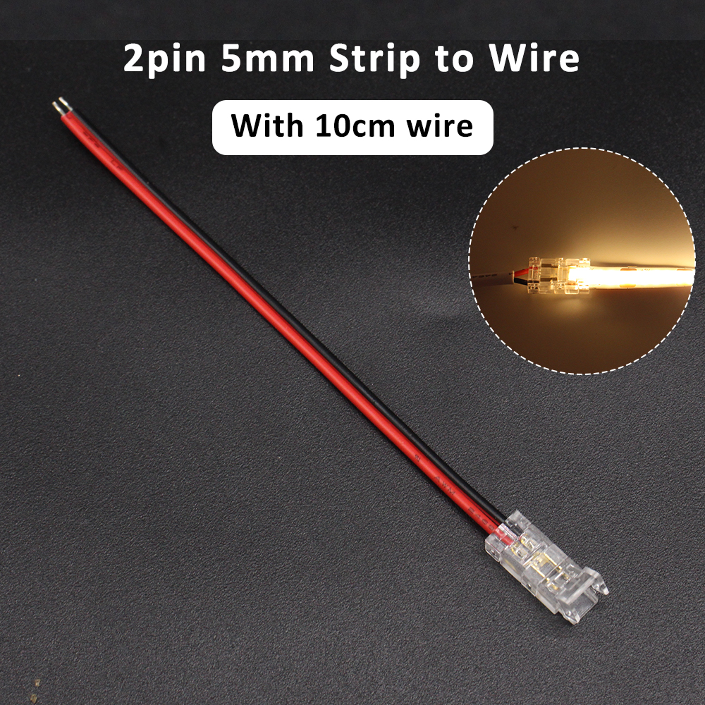 Conector de tira LED COB de 2 pines, 3 pines, 4 pines, Terminal de cable de extensión, conectores LED para luces de cinta flexibles RGB CCT COB de 5mm, 8mm y 10mm: Castaño