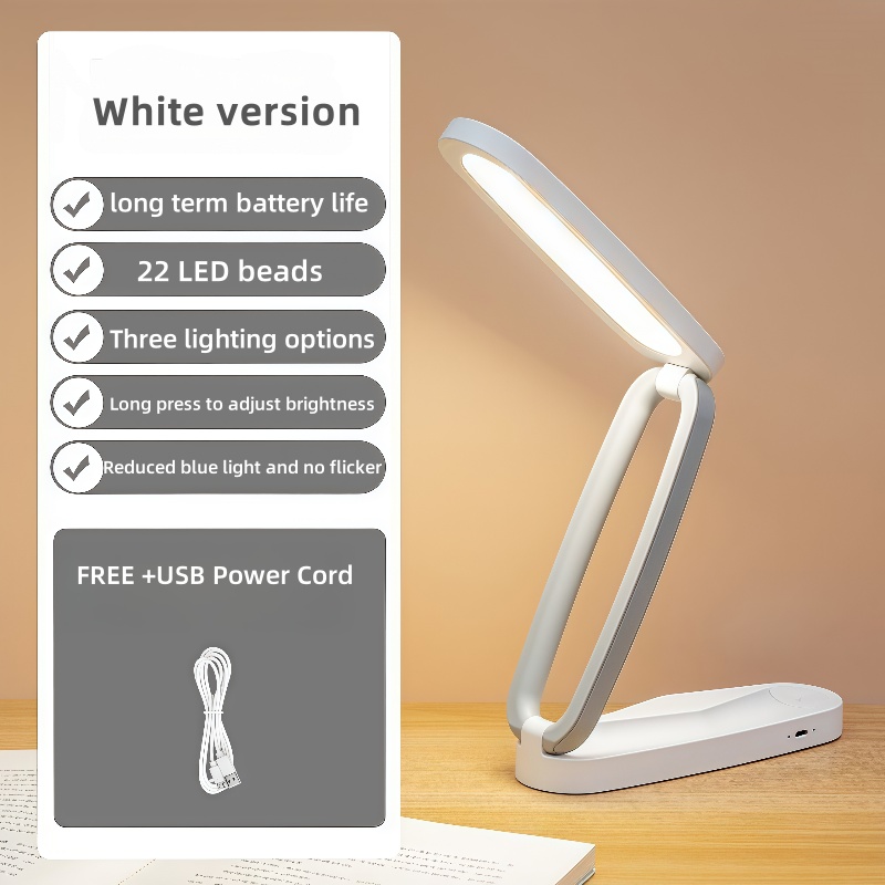 ledet-boklys berøringsskjerm sammenleggbart bord nattlampe nattbord leseøynebeskyttelse usb-frakt nattlys lesebøker rom: Hvit