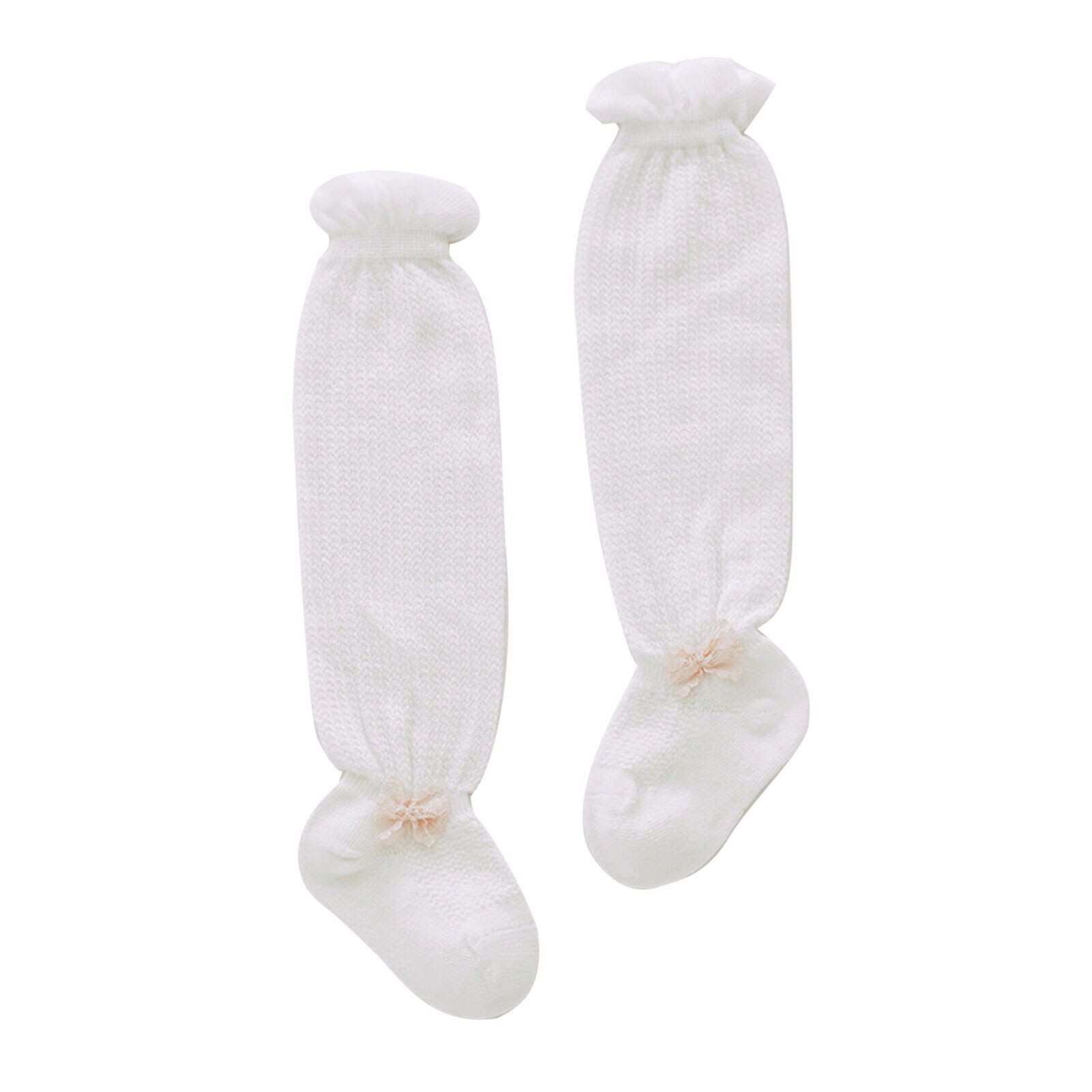 Calze alte al ginocchio in Mesh per bambini calze traspiranti con fiocco per neonati per ragazze calzini per bambina Infantil vestiti per bambini: White / 6M