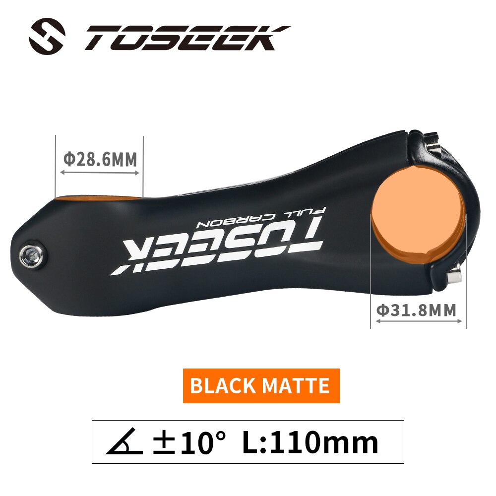 Toseek Stuurpen Stuur 31.8Mm Full Carbon Fiber Fietsen Mtb Road Fiets Stuurpen Mountain Hoek 10 Graden 80/90/100/110Mm: black - 110mm