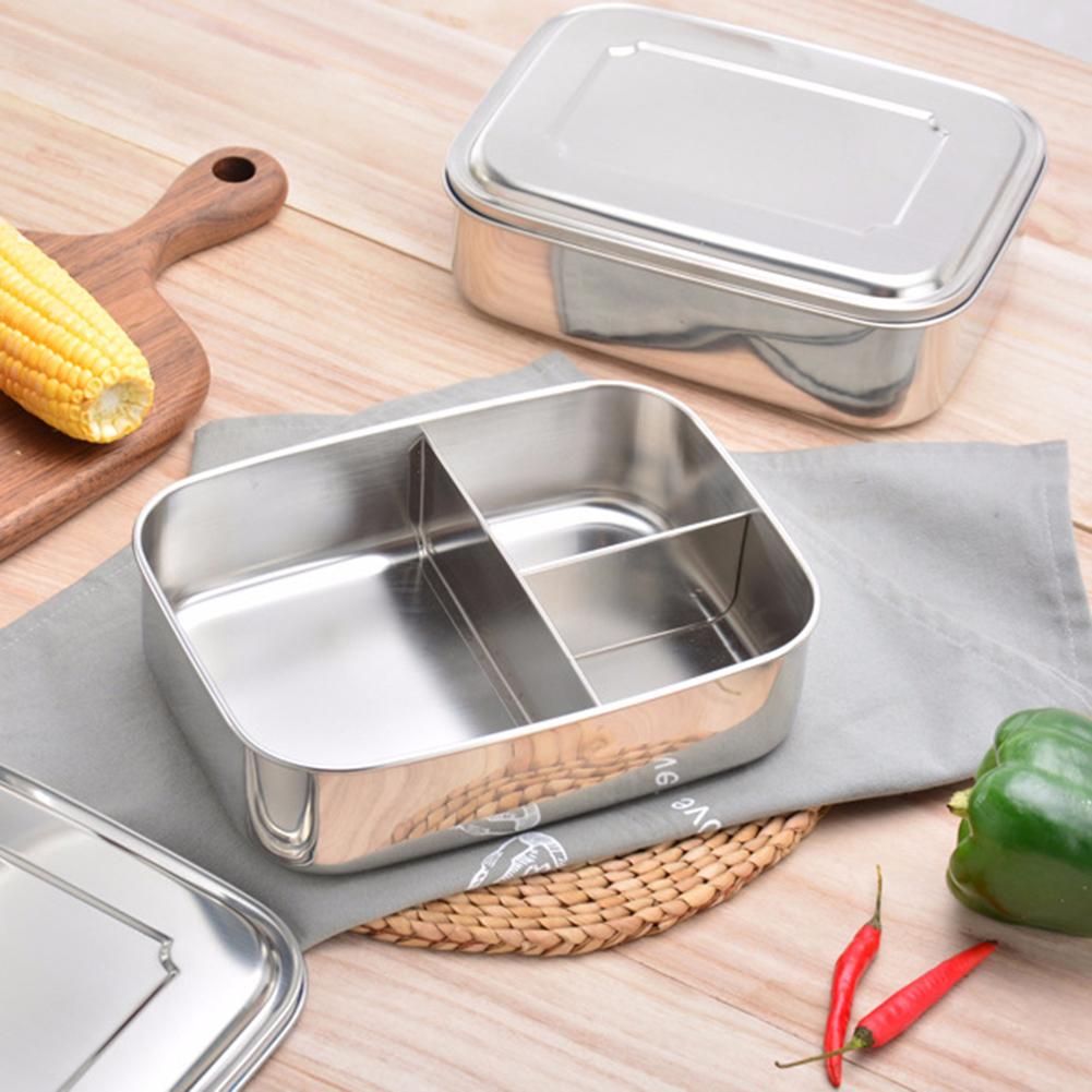 Rvs Lunchbox Gratis Brood Box Flexibele Scheiding Metalen Lunch Case Duurzame Geschikt Voor Wandelen School Kinderen