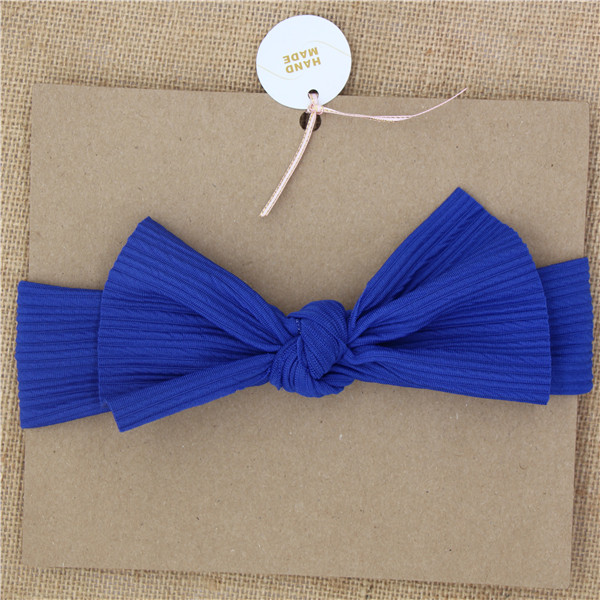 Bandeau à nœuds pour bébé, gros nœud noué, en tissu extensible, solide, accessoires pour cheveux de bébé: Bleu