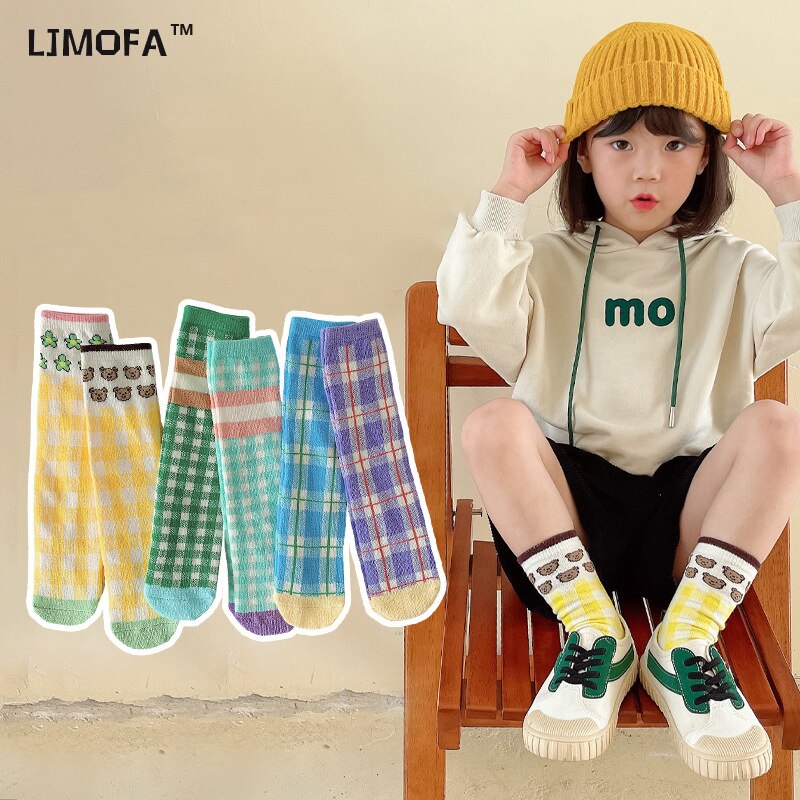 [C129] formato libero 1 paia 1-12T moda bambino Trendy colore brillante cotone calza a tubo lungo assorbente del sudore