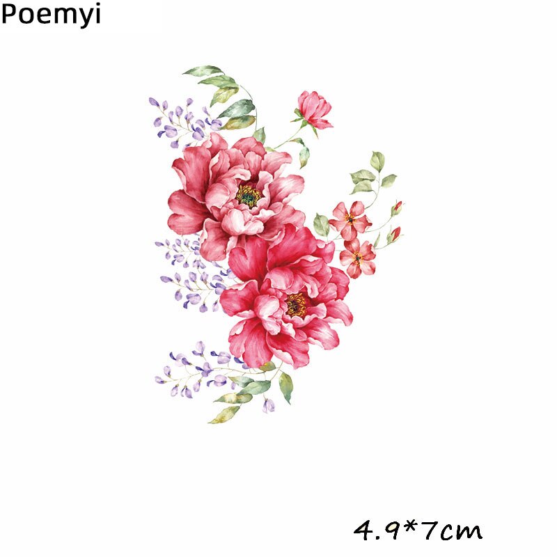 Poetyi smukke blomster diy jern på pletter til tøj varmeoverførsel tilbehør patch termisk klistermærke på tøj applikeret q: Zt0017