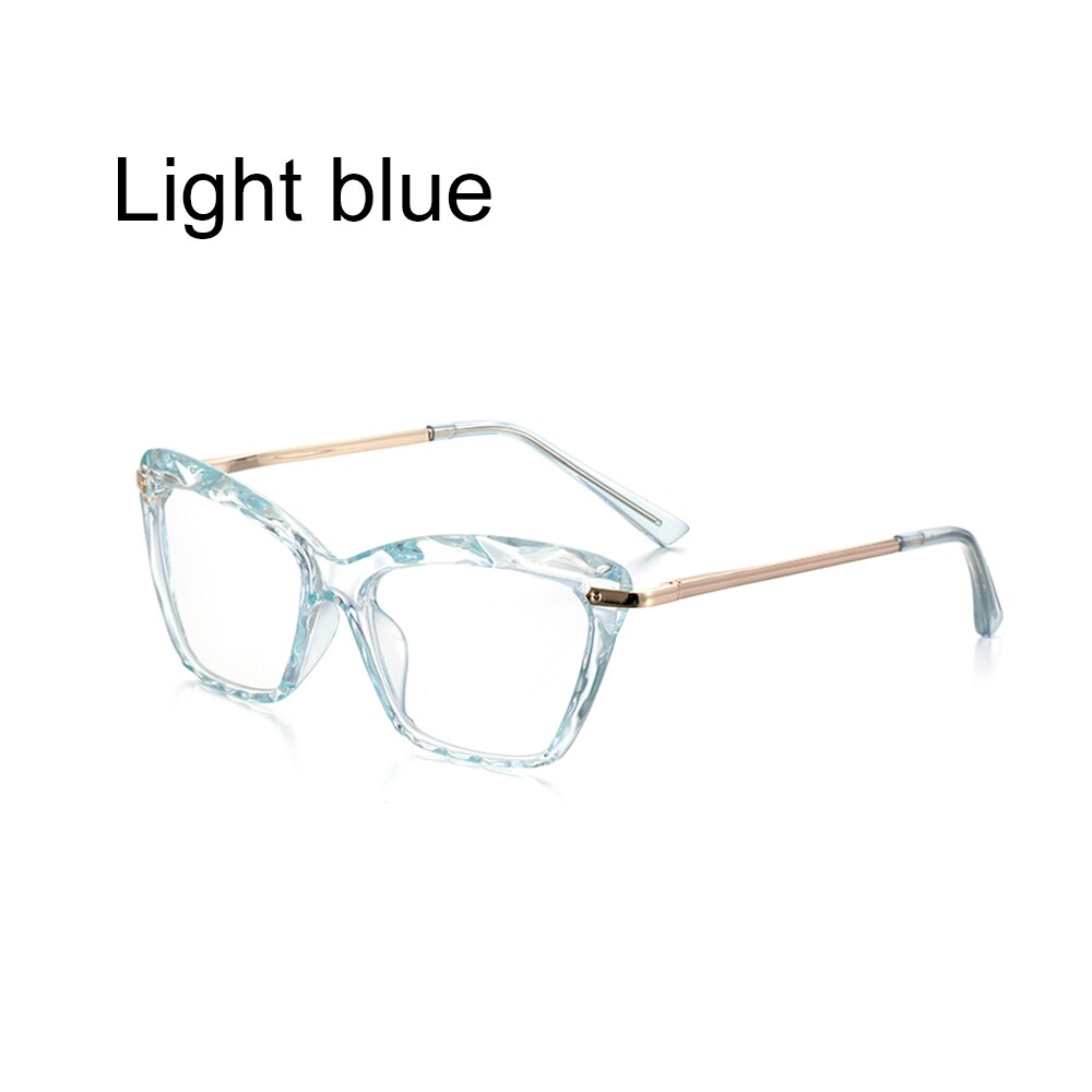 Gafas de cristal facetadas para mujer, montura de gafas de Ojos de gato, se puede equipar con miopía, montura Vintage para hombre, 1 unidad: Light blue