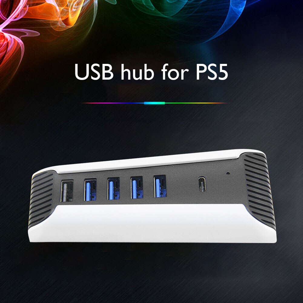 Voor PS5 Usb Hub Adapter 6 Poorten USB3.0 Splitter Expander High Speed Adapter 1 Tot 5 Multi Poorten Voor P5 host Plug En Play Console