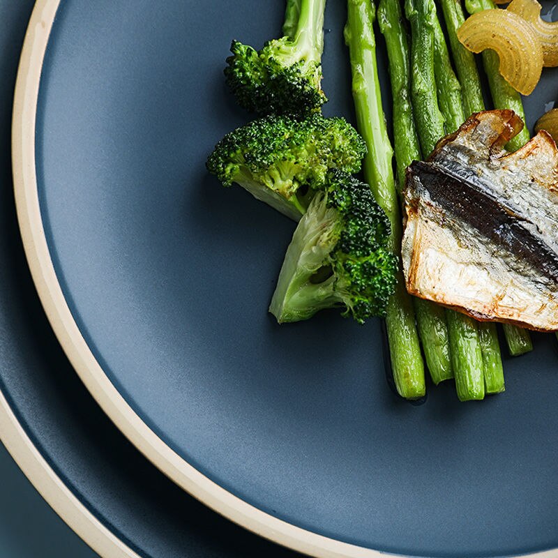 Morandi nordic blue matte keramiek serviesset huishoudelijk ontbijtbord hoogwaardig porseleinen steakbord serviesset