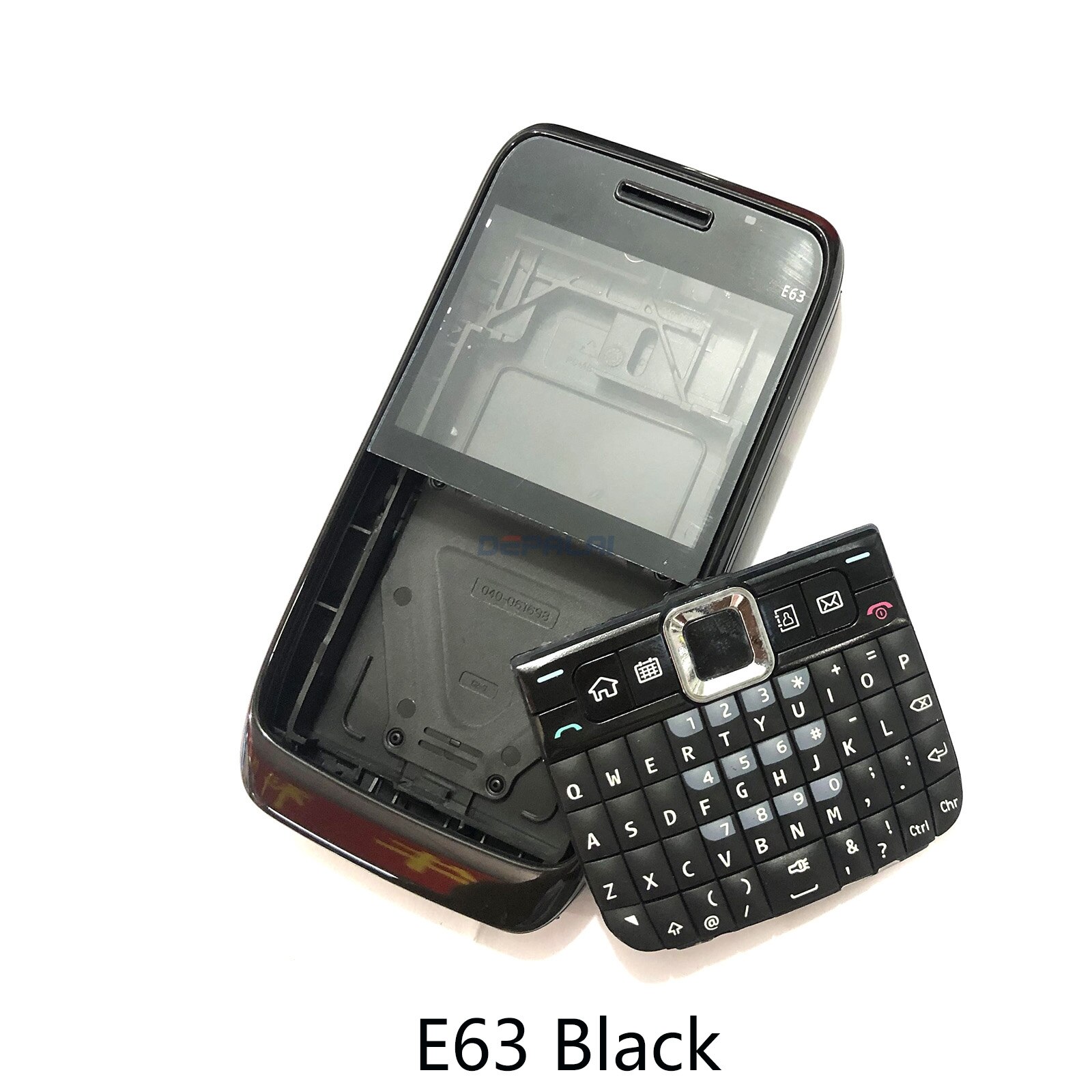 Voor Nokia E63 E71 E72 Behuizing Voorkant Faceplate Frame Cover Case + Back Cover Batterij Deur Cover + Toetsenbord: E63 Black