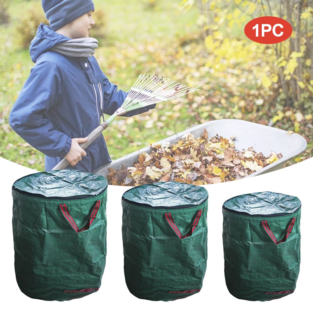 Conteneur réutilisable pliable imperméable d&#39;herbe de grande capacité, Portable avec couvercle, sac de déchets de jardin de pelouse, sac de stockage de feuilles poubelle de cour