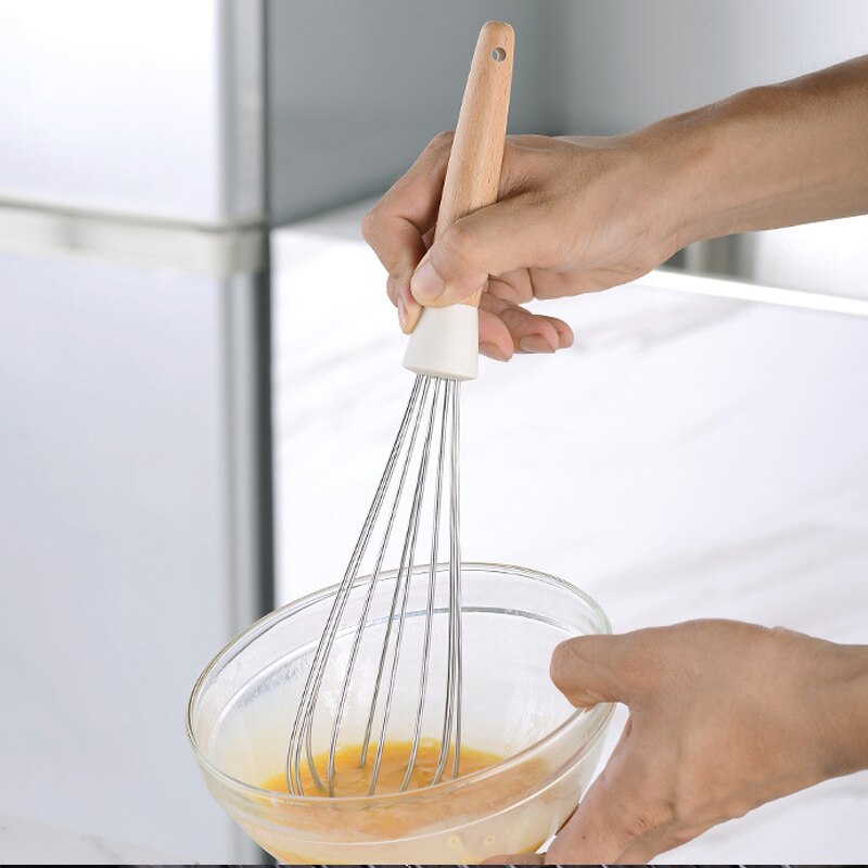 White Cooking Utensils set Silicone Kitchen Tools Set with Wood handle for Nonstick Cookware Kitchen set with Spatula/Spoons