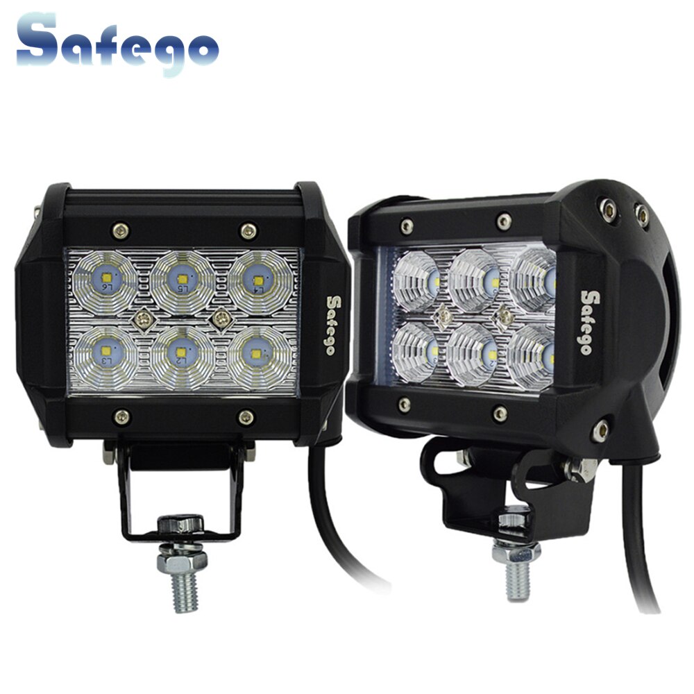 Safego 2 stks 4 inch 12 v 18 w led verlichting bar led offroad rijden auto 4x4 LED tractor vrachtwagen werklampen Led looplamp lamp
