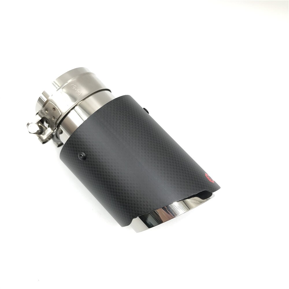 1 Stuk Glossy Carbon Auto Uitlaatsysteem Uitlaat Tip Tail Pipes Universal Straight Zilver Rvs