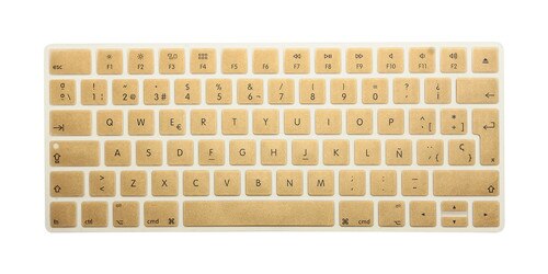 Spanish Language Silicone Keyboard Cover Skin for Apple Magic Keyboard Wireless Bluetooth MLA22LL/A A1644 European ISO Layout: golden