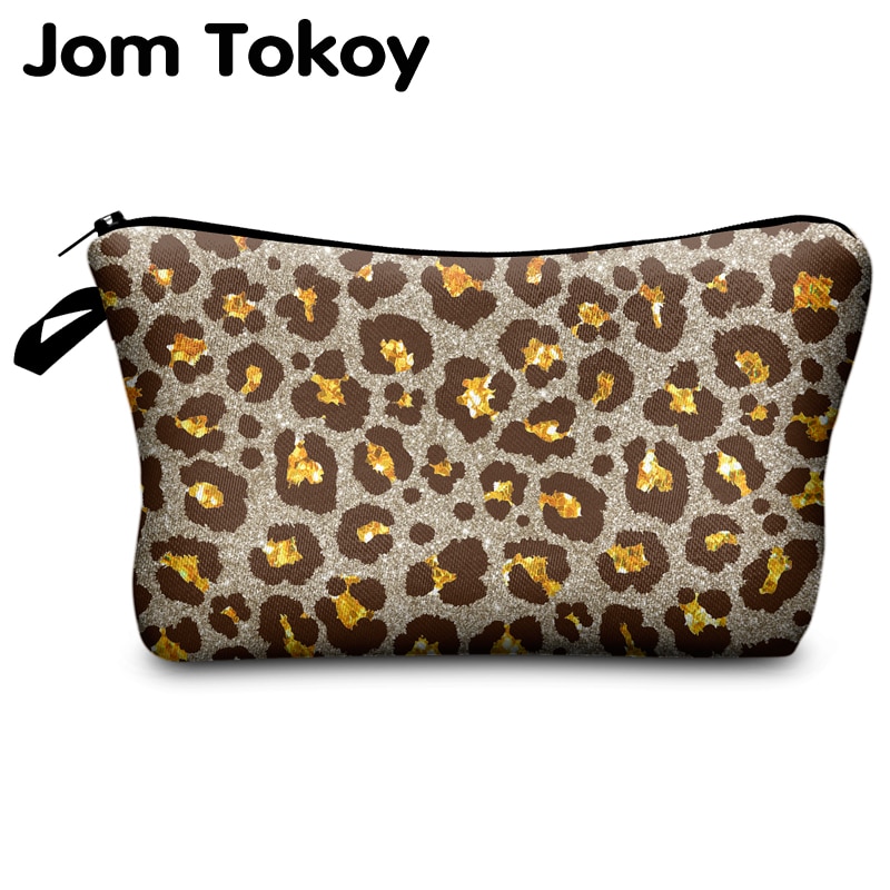 Jomtokoy Leopard Printing PatternTravel Cosmetic Bag Makeup Bag Handbag Female Zipper Purse Small Cosmetics Make Up Bags