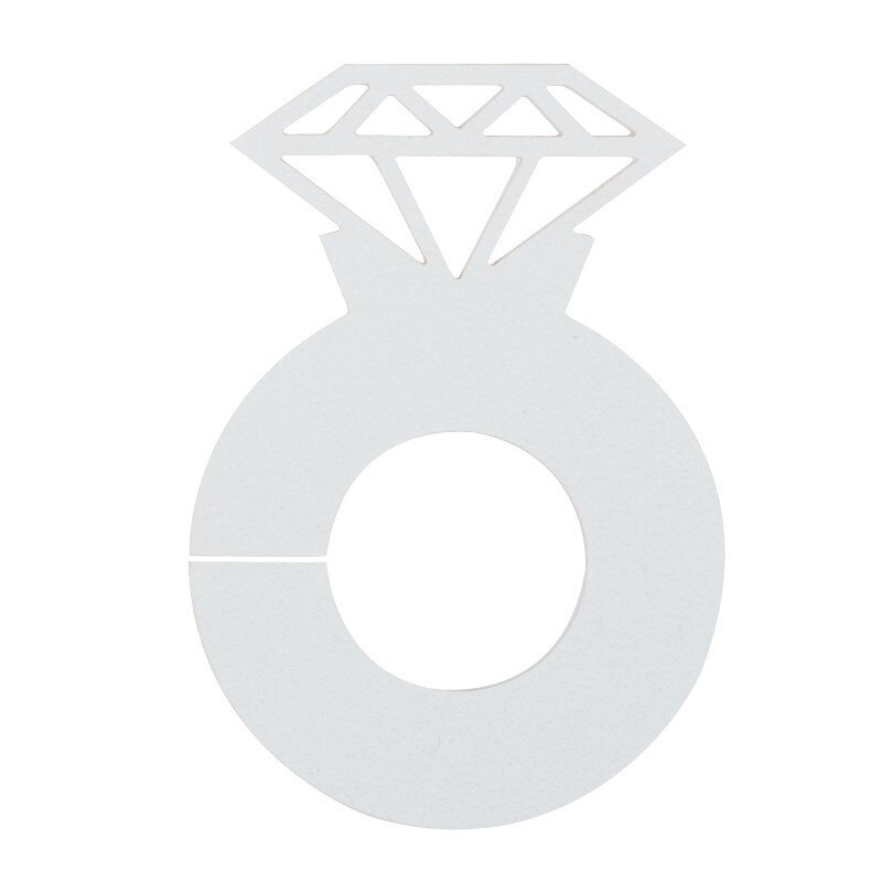 50pcs Diamond Ring Wedding Wine Cup Paper Card Table Decor Engagement Shower Bachelorette Party DecorationTool: Ivory