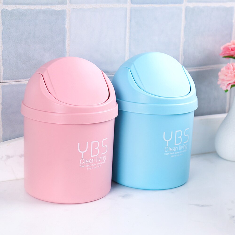 Trash Can Mini Waste Bin Small Garbage Bin Bathroom Bedroom Waste Bin Plastic Push Button Waste Bin Rubbish Can