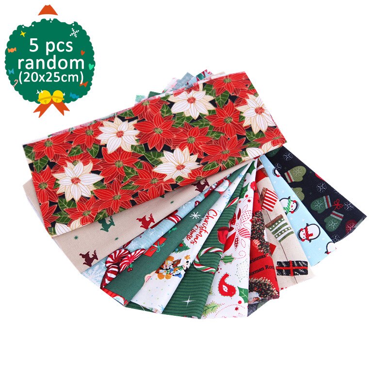 5 Pieces/Set Multi Purpose 20*25CM Christmas Pattern Patchwork Cloth for Household Cotton Sewing Supplies European Style Fabric: Default Title