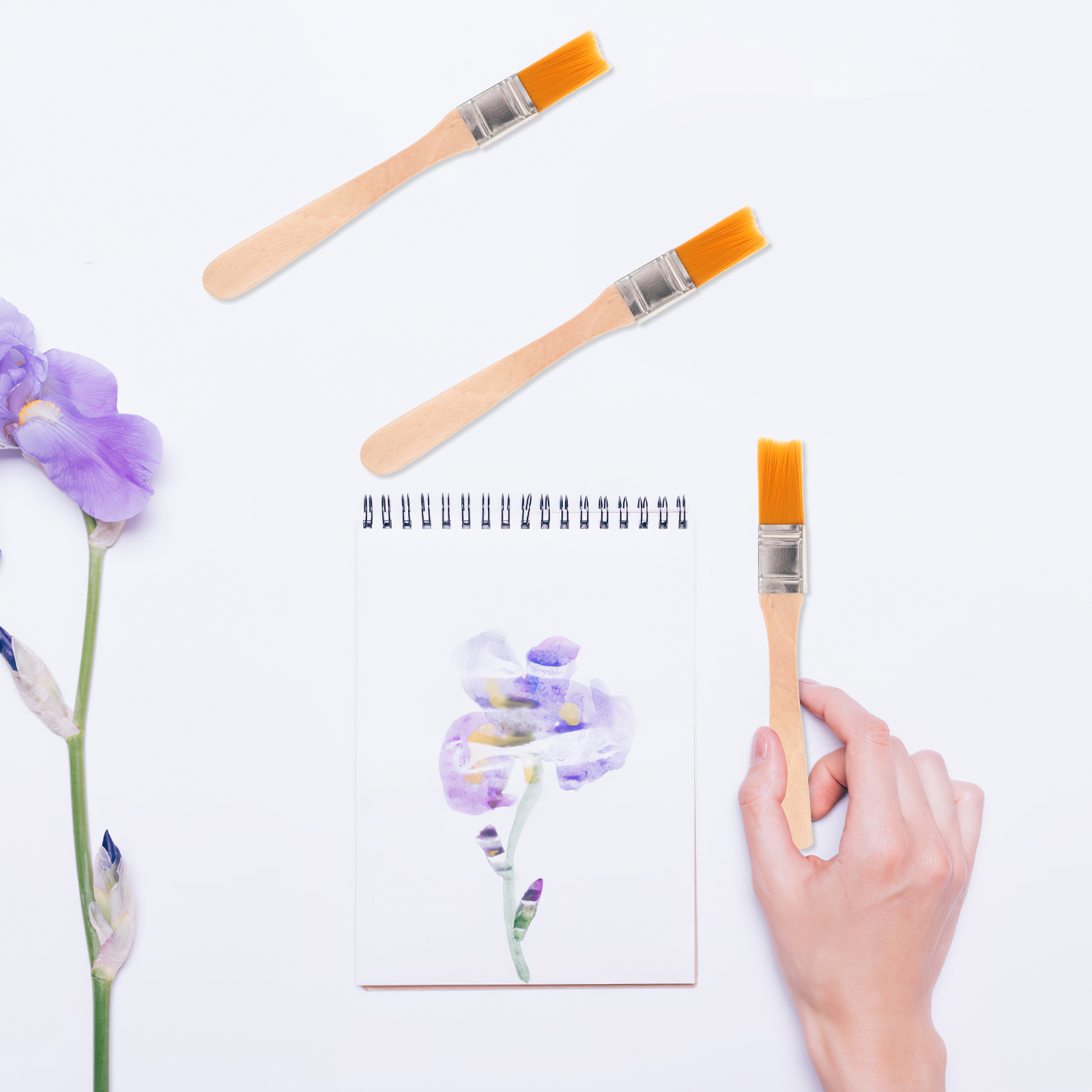 6 uds pincel de pintura con mango de madera pinceles de cerdas de nailon pinceles de pintura de pared pinceles reutilizables para herramienta de pintura de pared