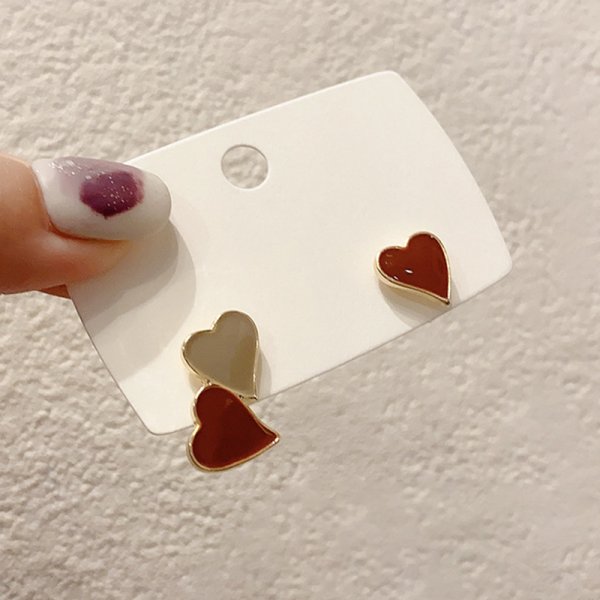 Pendientes de cristal con forma de bola para mujer y niña, aretes pequeños con forma de corazón y Bola de Color rojo geométrico, Circonia cúbica, zirconia, circonita, zirconita, , boda: ER21Y0865