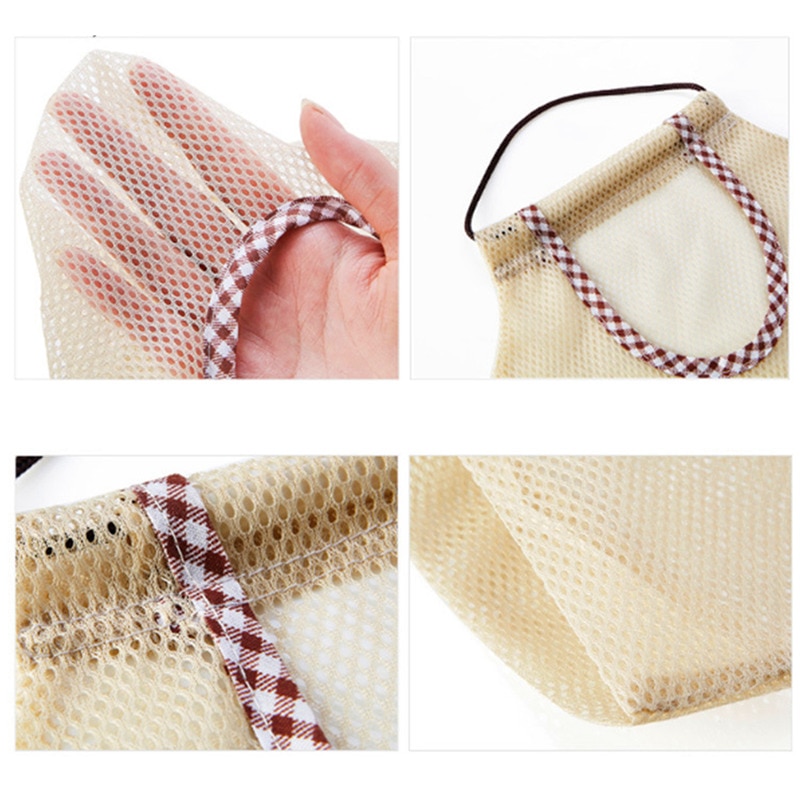 Mesh Vegetable Bags Reusable Fruit Bag Storage Bag for Shopping Kitchen Fruit Vegetable with Drawstring Kitchen Organizer