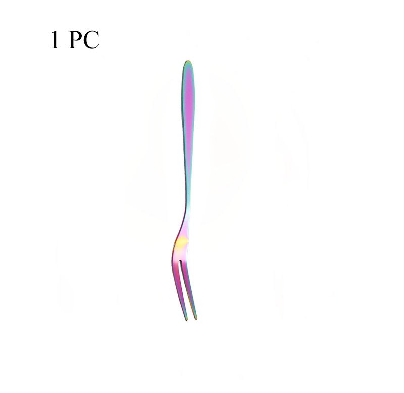 Widelec robić owoców ze stali nierdzewnej kolorowe przekąnarty deser ciasto widelce sałatkowe impreza stołówka sztućce narzędzia kuchenne вилка столовые приборы: 1szt kolorowy