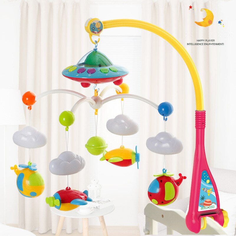 QWZ Baby Crib Mobiles Rattles Toys Bed Bell Carousel For Cots Projection Infant Babies Toy 0-12 months For Newborns
