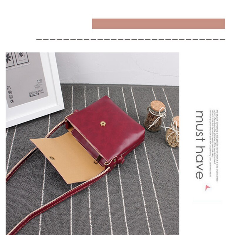 Kvinner enkel solid 6 -farger messenger skulderveske pu lær crossbody bag ryggsekk håndveske