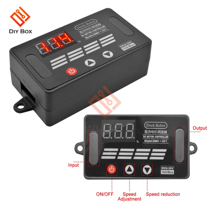 DMC-331 DC 8-55V 10A Motor Speed Controller Forward Backward LED Digital Display PWM Controller Speed Regulator