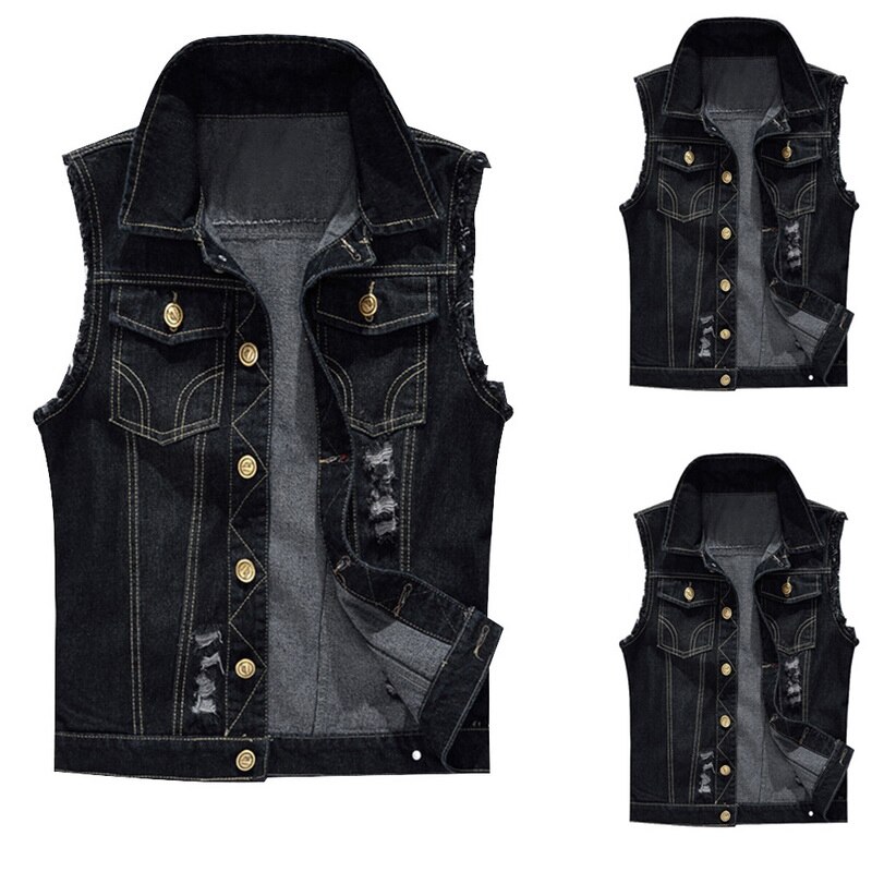Baumwolle Jeans Ärmellose Jacke Weste Männer Plus Größe 6XL Schwarz Denim Jeans Weste Männlichen Cowboy Freien Weste Herren