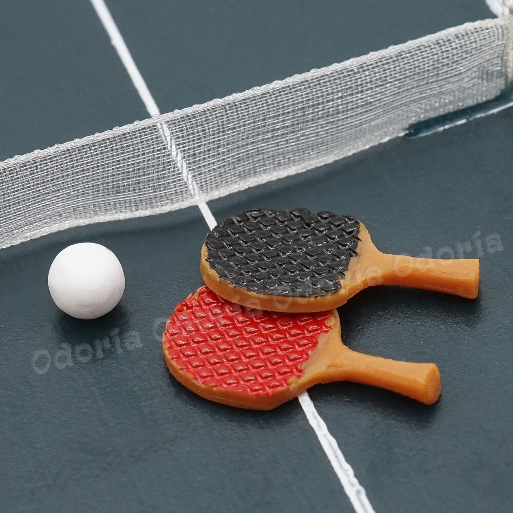 Odoria 1:24 Miniatuur Ping Pong Tafel Met Peddels En Ballen Poppenhuis Decoratie Accessoires