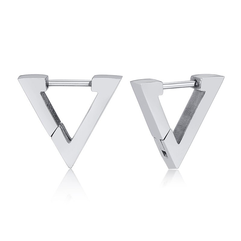 Pendientes de acero inoxidable con forma de triángulo para hombre y mujer, aretes pequeños, Piercing, Piercing, estilo moderno, único: style1 1pair silver