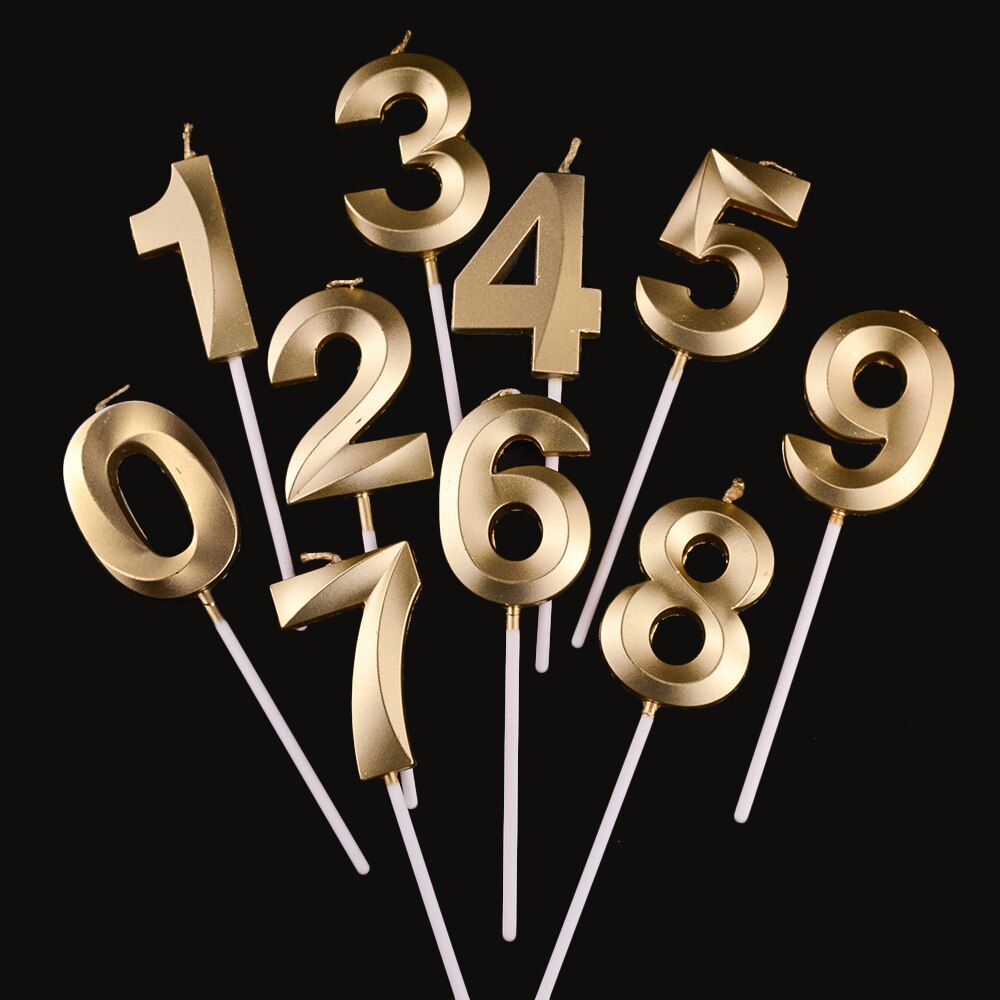 Gold Silver Number Candles Party Cake Topper Candle Kids Baby Birthday Anniversary Party Decoration