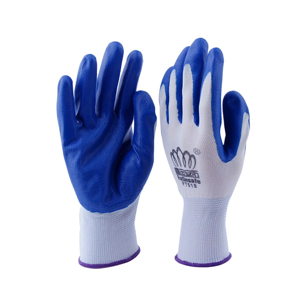 Guantes de látex antideslizantes para limpieza del hogar, manoplas coloridas de nailon resistentes al desgaste, para cultivo de plantas, conducción al aire libre, 1 par: Azul