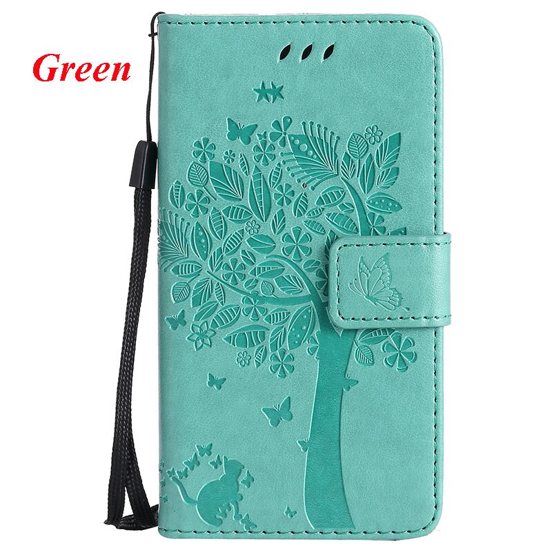 For Huawei P7 Case PU Leather Wallet Flip Stand Cover 3D Tree For Huawei P7 P7-L00 P7-L05 P7-L10 P7-L11 Phone Cases Fundas: Green