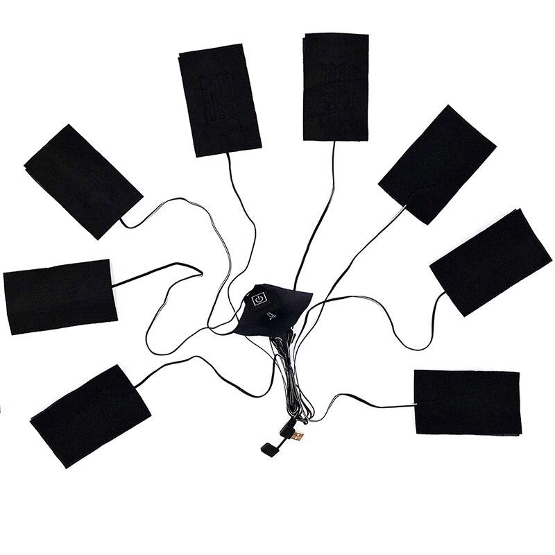 8 i 1 elektrisk Vest varme stoff jakke usb termisk varm kroppsvarmer oppvarmet pute