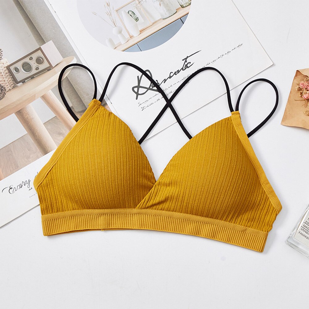 Vrouwen Sexy Draadloze Beha Diepe V Backless Naadloze Zachte Bras Ondergoed Onzichtbare Dunne Riem Bralette Sexy Lingerie: yellow