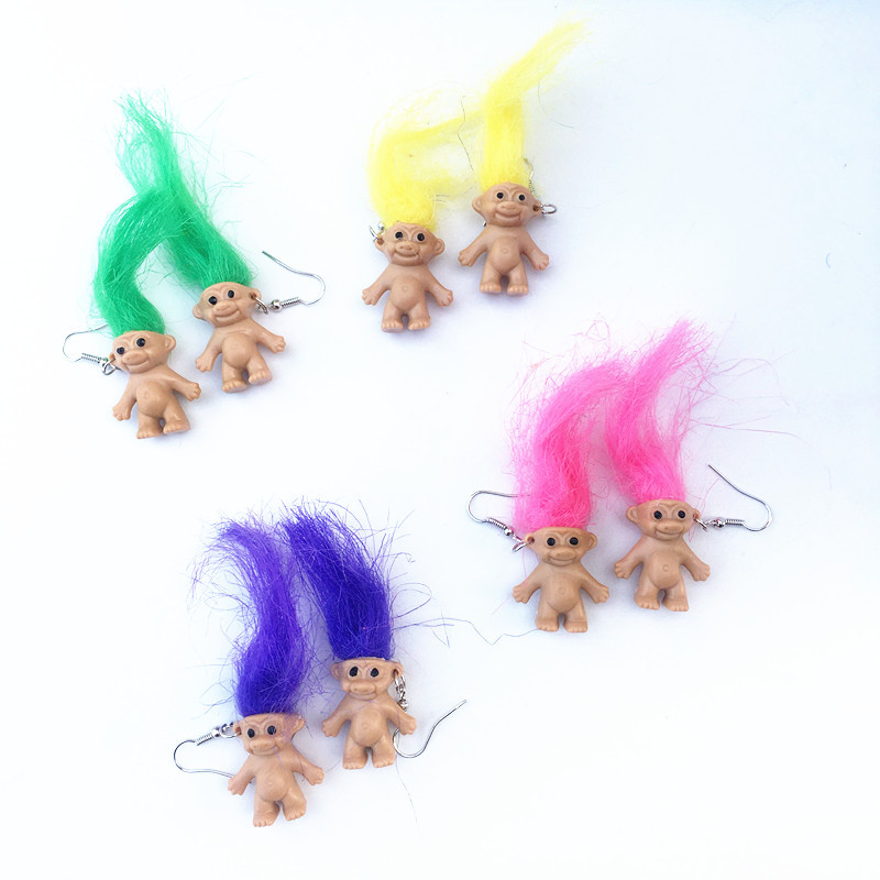 4 # Unieke Cool Brandende Haar Oorbellen Voor Vrouwen Meisjes Retro Nostalgische Lelijke Schattige Pop Oorbellen Punk Overdreven Creatieve Sieraden