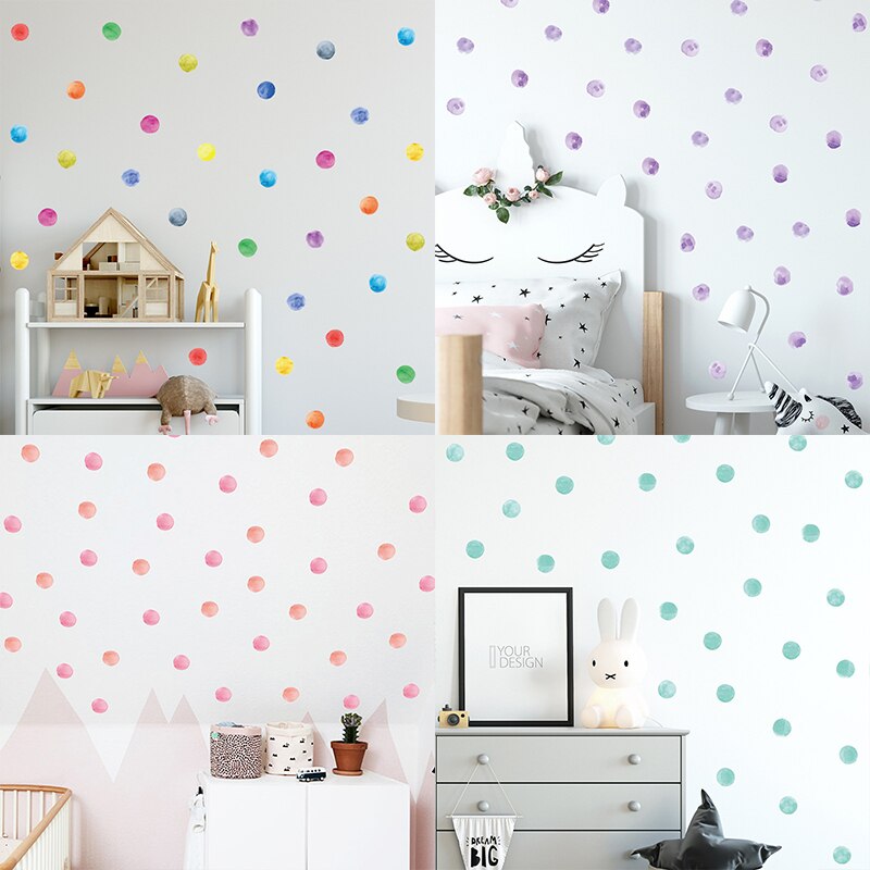 Watercolor Mint Green Wave Dot Stickers Children's Room Kindergarten Layout Wall Stickers