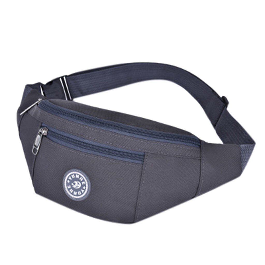 Sac de taille multifonctionnel étanche poches unisexe décontracté épaule sacs de messager fermeture éclair sac étanche p5: Gris