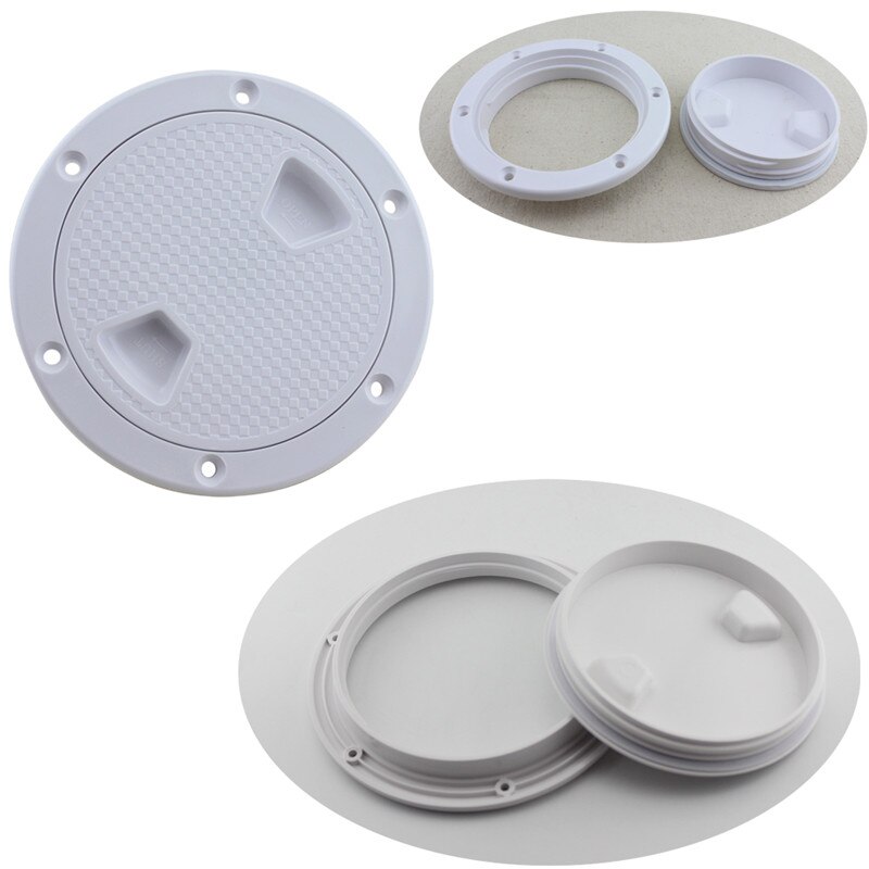 4" 6" 8" ABS Plastic Round Hatch Cover Deck Plate Non Slip Deck Inspection Plate for Marine RV yacht Boat Accessories White