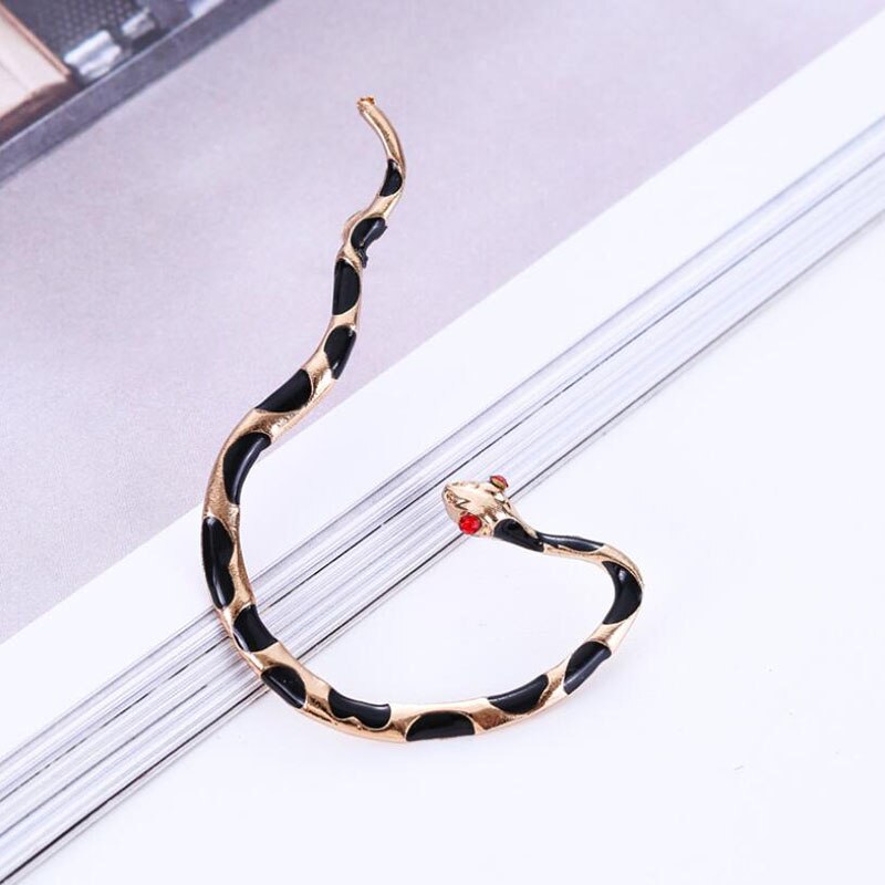 Punk Style Twining Red Eyes Snake Shape Earrings Stud Cuff Earrings For Women Style Jewelry