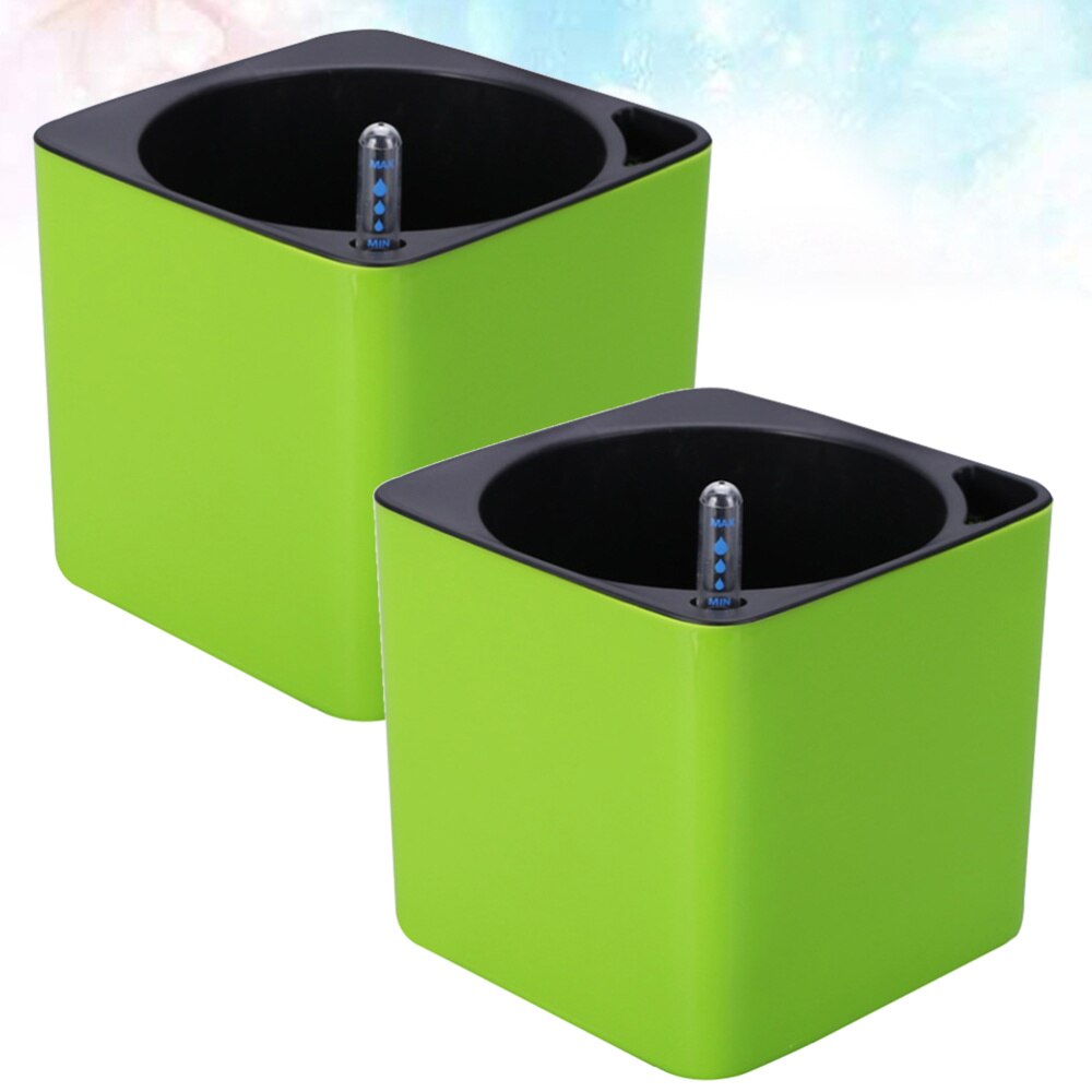 4 Stuks In 1 Set Plastic Lui Bloempot Double Layer Vierkante Lade Box Planter Self Watering Bloempot Grote Capaciteit water Plantin