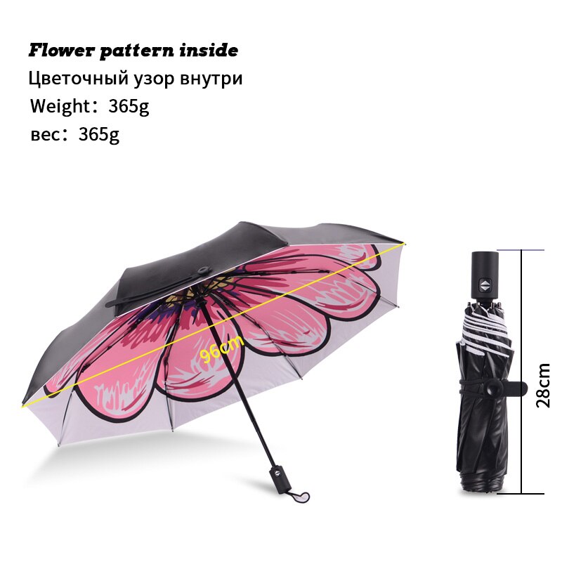 Nx automatisk paraply regn kvinder tredobbelt paraply solskærm folde paraplyer vindtæt sort belægning anti uv parasol kvinders: 3348 neihua
