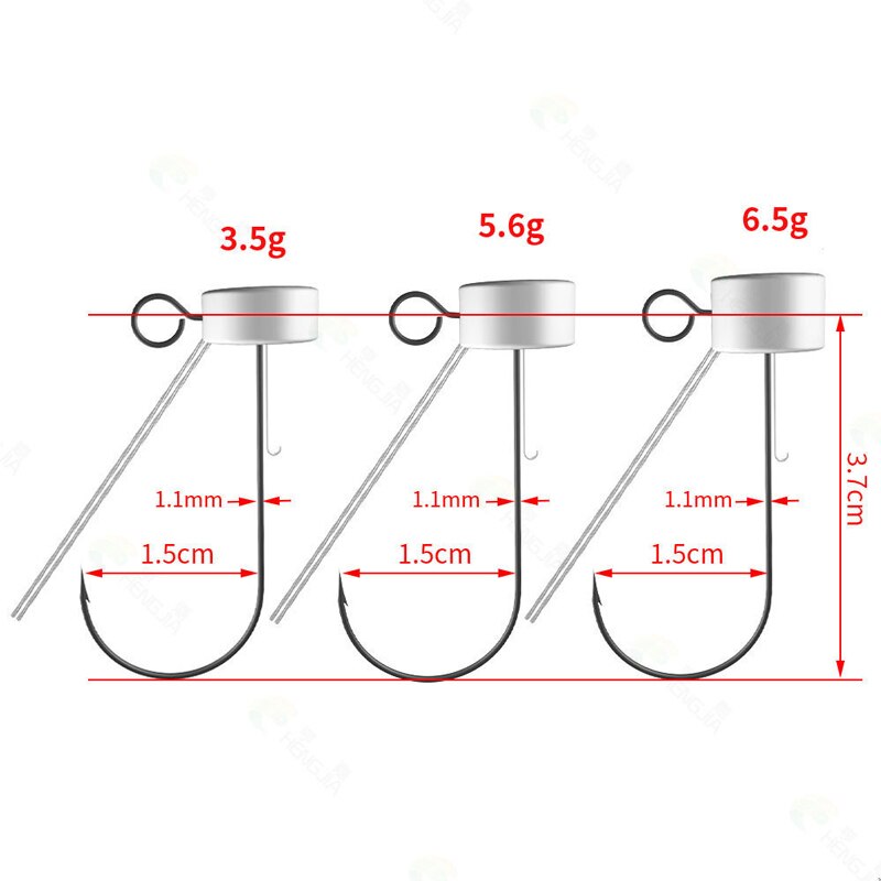 Wokotip 6pcs/Lot Mushroom Head Jig Head Fishing Hook Weedless Fishing Ned Rig Bass Fishing Tackle with box 3.5g 5.5g 6.5g