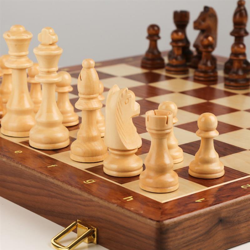 Chess Set Wooden Chess Foldable Chess Board Travel Chess Board Folding Portable Chess Game Wood