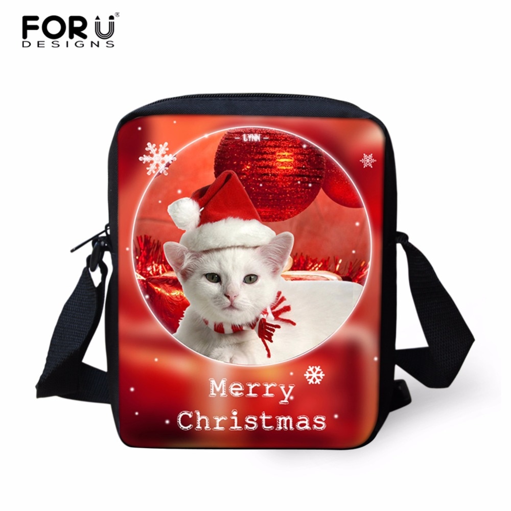 FORUDESIGNS Casual Women Handbag Christmas Cat Dog Cross-body Bags For Girls Child Small Shoulder Bag Kids Messenger Bag