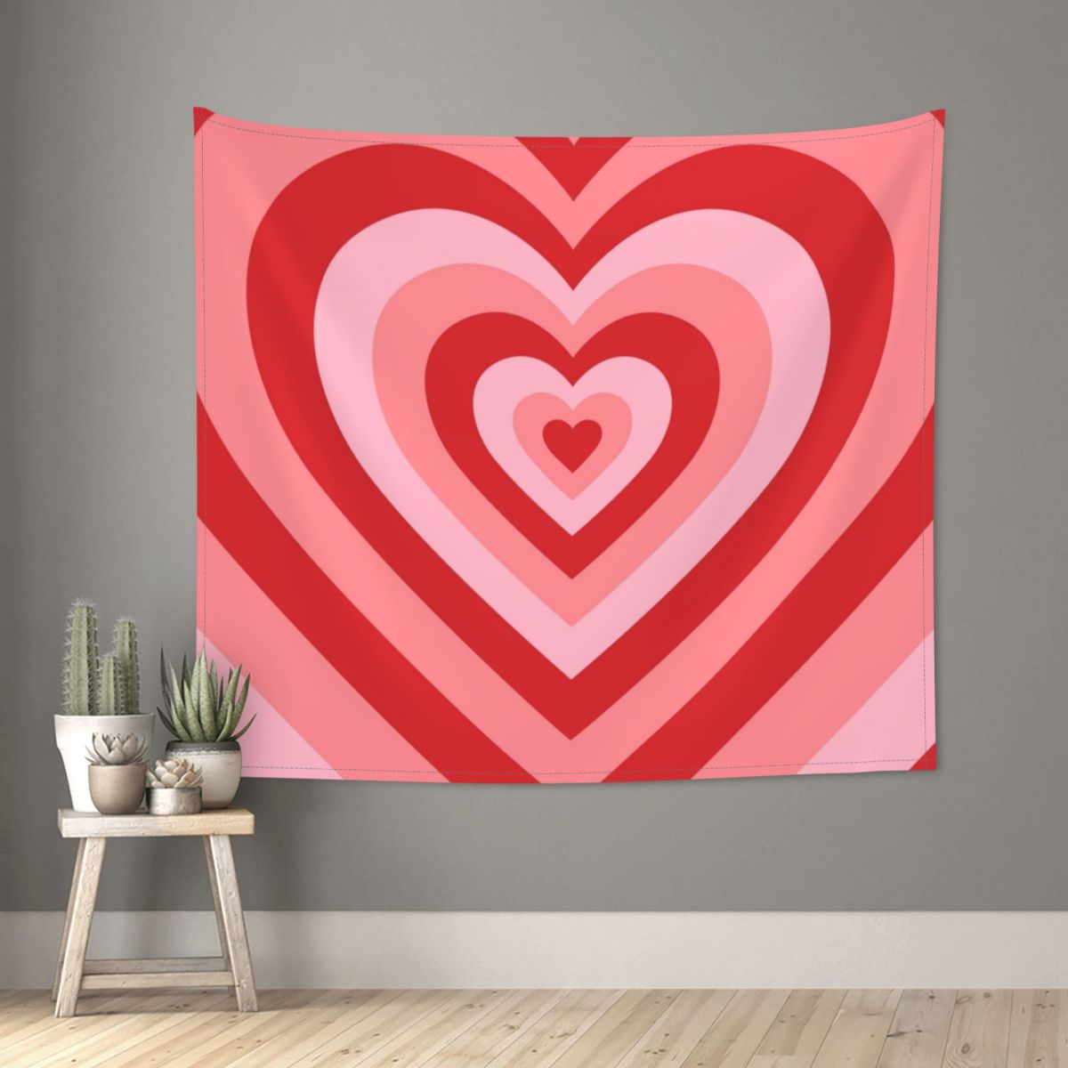 Retro Psychedelic Pink Heart Y2k Tapestry Wall Hanging Hippie Polyester Tapestries Mandala INS Blanket Wall Decor 95x73cm