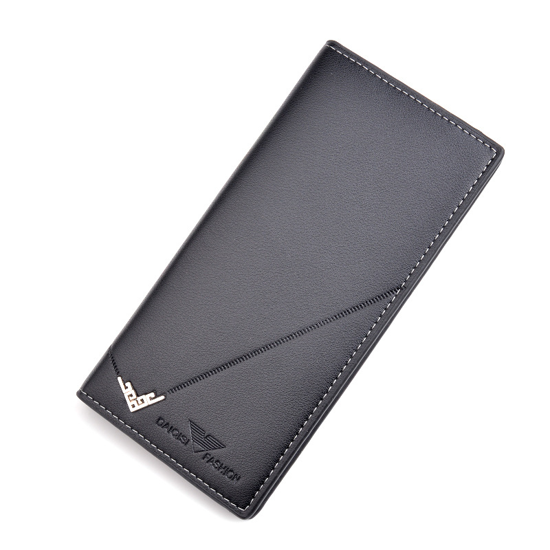 Men's Long Wallet MaleThin Vertical Youth Soft Coin Purse 3 Fold High Capacity Standard Slim Wallet