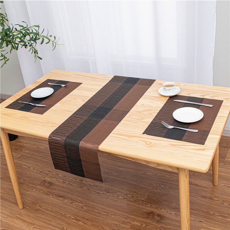 Luxury Table Runner for Dining Table Brown Black Non-slip Pad Waterproof Mat PVC Table Runners Placemats Table Decoration 30x180